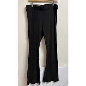 PINK Victoria's Secret Ribbed Black Flare Pants XL Cotton Blend Lounge Yoga